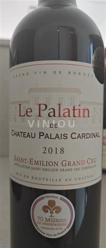 Bordeaux Saint-Émilion Grand Cru Château Palais Cardinal Le Palatin 2018
