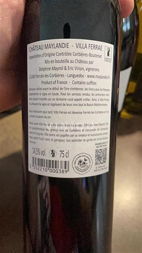 Linguadoca Corbières-Boutenac Château Maylandie Villa Ferrae 2023