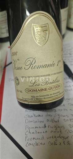 Borgoña Vosne-romanée Premier Cru Domaine Guyon Les Brûlées 1996
