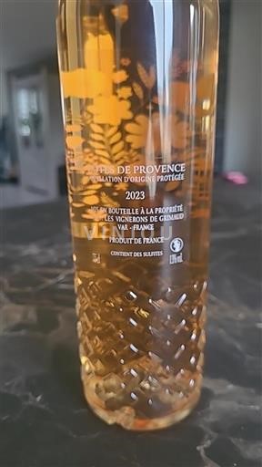 Vin Rosé sec Les Vignerons de Grimaud 2023 France Provence Côtes-de-provence