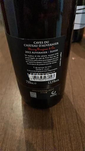 Vin Rosé sec Château Auvernier 2012 Suisse Neuchâtel Neuchâtel AOC