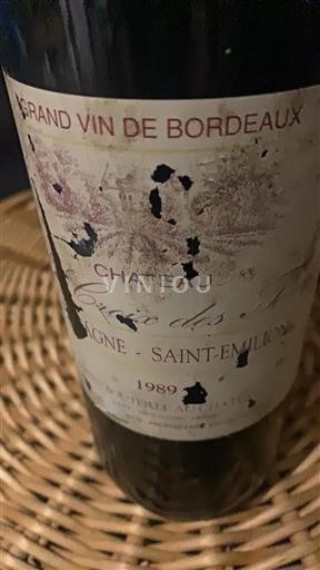 Vin Rouge sec Croix des Moines 1989 France Bordeaux Lalande-de-pomerol