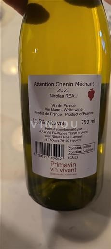 Vallée de la Loire Nicolas Reau Attention Chenin Méchant 2023