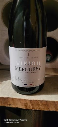 Vin Rouge sec Joly Père et Fils 2022 France Bourgogne Mercurey AOC