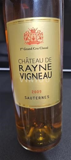 Bordeaux Sauternes Premier Grand Cru Classé Château Rayne Vigneau 2009