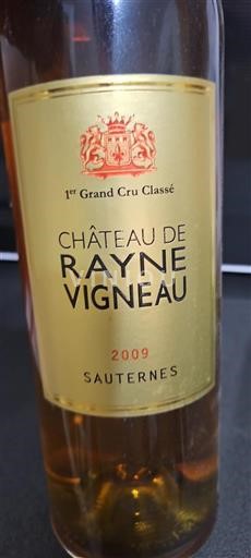 Bordeaux Sauternes Premier Cru Château Rayne Vigneau 2009