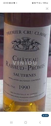 Bordeaux Sauternes Premier Cru Château Rabaud-Promis 1990