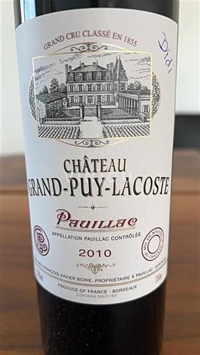 Bordeaux Pauillac Grand Cru Grand-Puy-Lacoste 2010