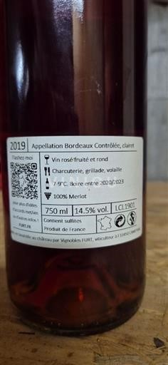 Bordeaux Bordeaux clairet Vignobles Furt Senarade 2019