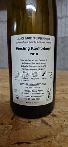 Elsass Nicht spezifiziert Grand Cru Domaine Pierre Adam Riesling Kaefferkopf 2018
