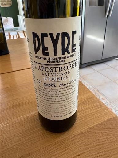 Vin Blanc sec L'Apostrophe Peyre 2022 France Provence, basse vallée du Rhône, Corse Méditerranée
