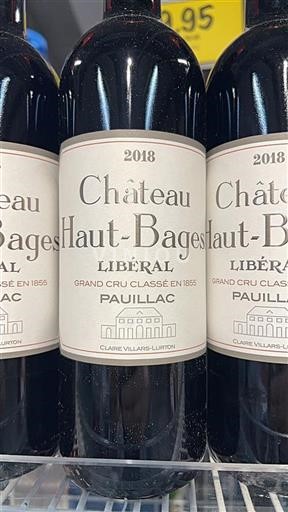 Burdeos Pauillac Grand Cru Haut-Bages Libéral 2018