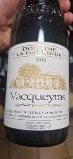 Valle del Rodano Vacqueyras Domaine La Garrigue 2018