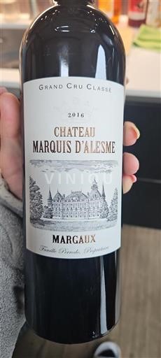 Bordeaux Margaux Grand Cru Classé Château Marquis Alesme 2016