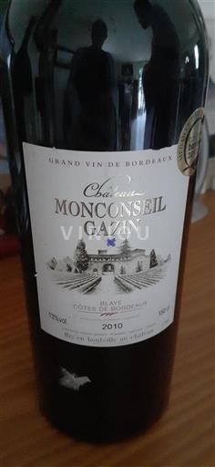 Bordeaux Blaye-côtes-de-bordeaux Château Monconseil Gazin 2010