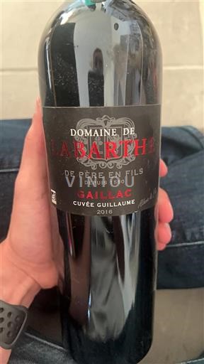 Vin Rouge sec Cuvée Guillaume Domaine Labarthe 2016 France Sud-Ouest Gaillac