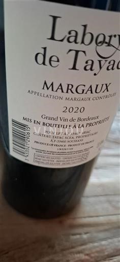 Bordeaux Margaux Grand Cru Labory de Tayac 2020