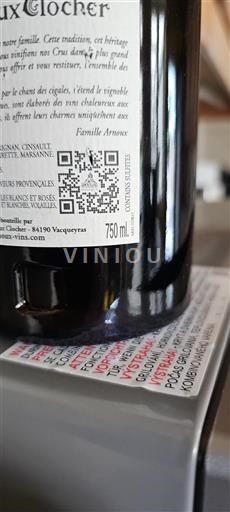 Rhônevallei Vacqueyras Arnoux & Fils Vieux Clocher Niet-geïntegreerd