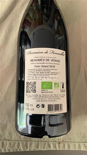 Valle del Rodano Beaumes de Venise Domaine Fenouillet Yvon Soard 2016