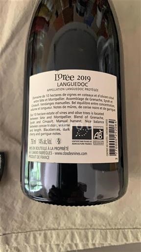 Languedoc Clos des Nines L'Orée 2019