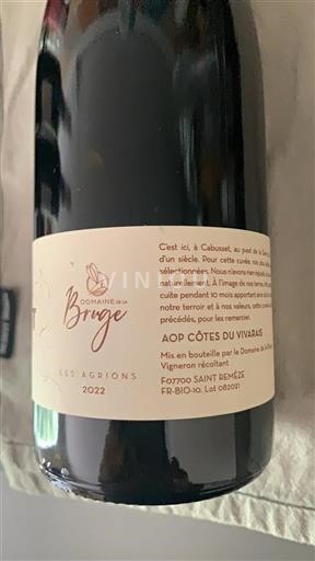 Vallée du Rhône Côtes-du-vivarais Domaine La Bruge Les Agrions 2022