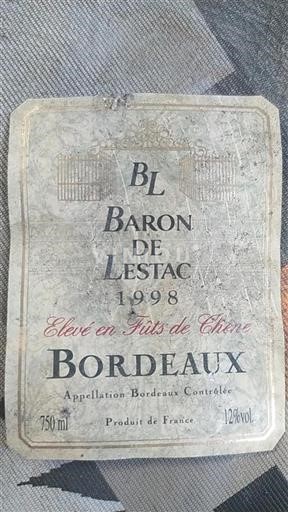 Bordeaux Baron de Lestac Élevé en Fûts de Chêne 1998