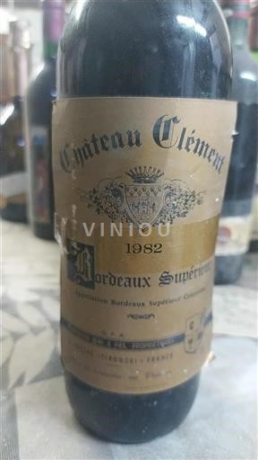 Vin Rouge sec Château Clément 1982 France Bordeaux Bordeaux supérieur