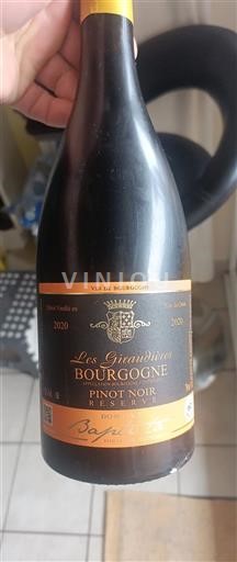 Vin Rouge sec Pinot Noir Réserve Domaine Baptista 2020 France Bourgogne AOC