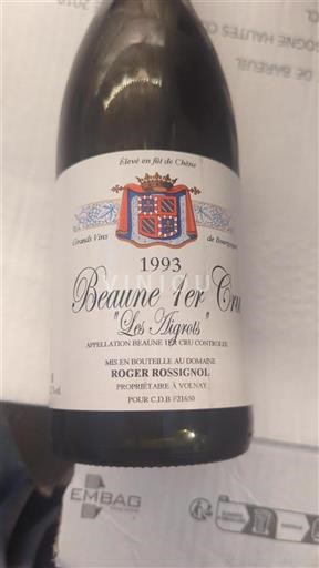 Vin Rouge sec Les Aigrots Roger Rossignol 1993 France Bourgogne AOC Premier Cru