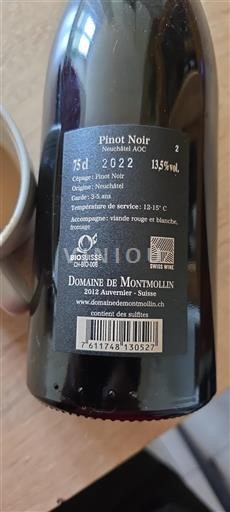 Neuenburg Neuchâtel AOC Domaine Montmollin 2022