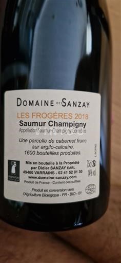 Valle della Loira Saumur-Champigny Domaine Des Sanzay Les Frogeres 2018
