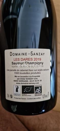 Valle del Loira Saumur-Champigny Domaine Des Sanzay Les Dares 2019