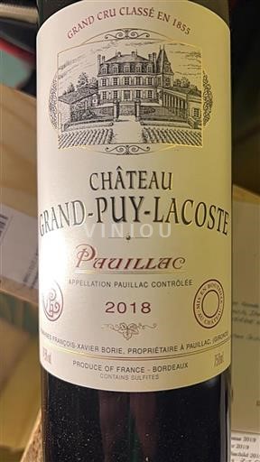 Bordeaux Pauillac Grand Cru Grand-Puy-Lacoste 2018