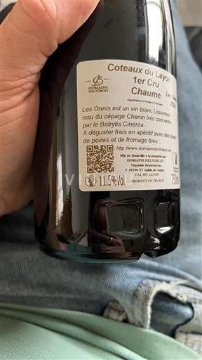 Loire-dalen Coteaux-du-layon Domaine Des Forges Les Onnis 2016