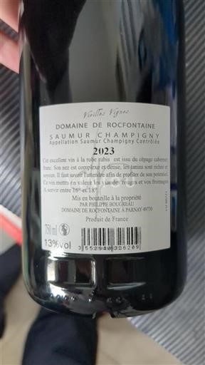 Valle del Loira Saumur-Champigny Domaine Rocfontaine Vieilles Vignes 2023