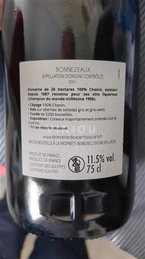 Vallée de la Loire Bonnezeaux Domaine Des Petits Quarts 2021