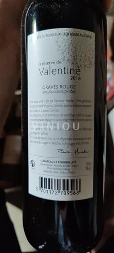 Bordeaux Graves Château Le Bourdillot La Réserve de Valentine 2018