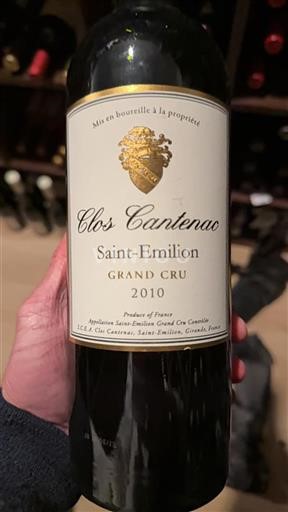 Burdeos Saint-Émilion Grand Cru Clos Cantenac 2010