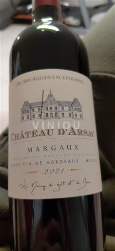 Bordeaux Margaux Cru Bourgeois Exceptionnel Château Arsac 2021