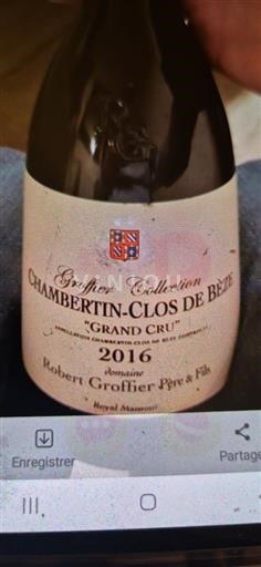 Bourgogne Chambertin-clos-de-bèze Grand Cru Domaine Robert Groffier Père & Fils Groffier Collection 2016