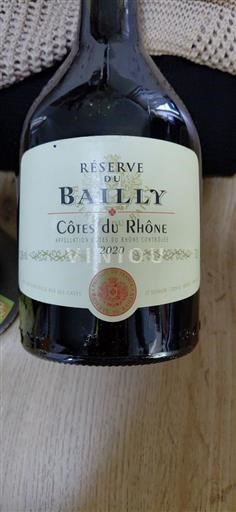 Rhônen laakso Côtes-du-rhône Bailly Réserve du Bailly 2020