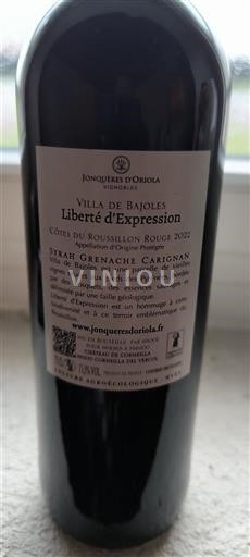 Roussillon Côtes-du-Roussillon Jonquères Oriola Liberté d'Expression 2022