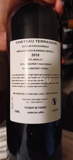 Bordeaux Castillon-côtes-de-bordeaux Château Terrasson 2018