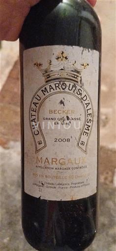 Bordeaux Margaux Grand Cru Château Marquis Alesme Becker 2008