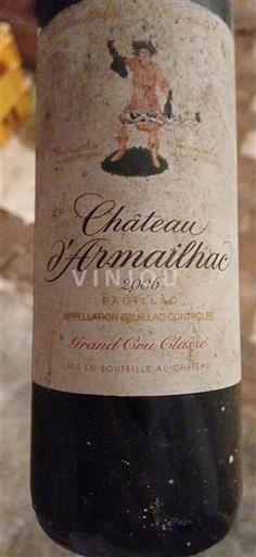 Bordéus Pauillac Grand Cru Classé Château Armailhac 2006