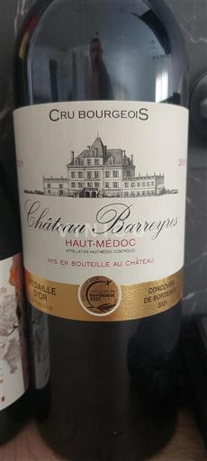 Bordéus Haut-Médoc Cru Bourgeois Château Barreyres 2019