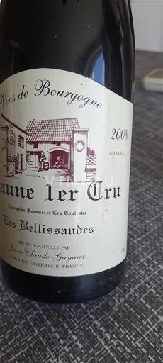 Borgoña No especificado Premier Cru Jean-Claude Guyaux Les Bellissandes 2008