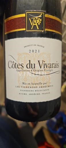 Vallée du Rhône Côtes-du-vivarais Les Vignerons Ardéchois 2021