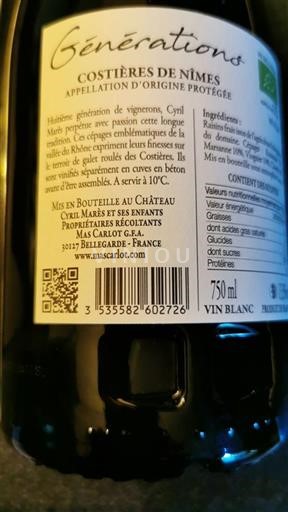 Údolí Rhôny Costières-de-Nîmes Mas Carlot Générations Neročník