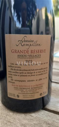 Vallée de la Loire Anjou Villages Domaine Rompillon Grande Réserve 2022
